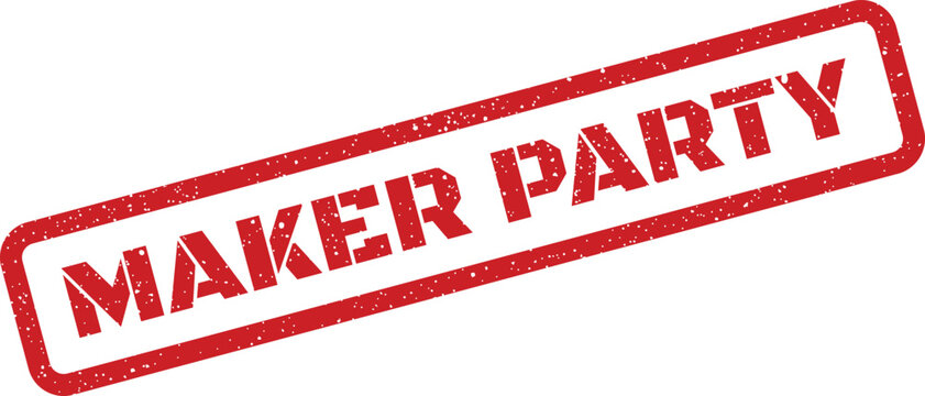 Grunge textured rectangular stamp for a maker party event invitation or craft festival announcement