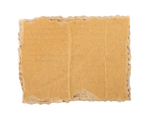 Brown cardboard torn paper edge sheet isolated on transparent background