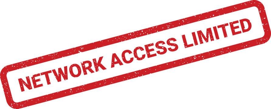 Grunge textured red stamp featuring NETWORK ACCESS LIMITED message, conveying partial permission or restricted functionality status