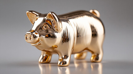 Golden piggy bank on a minimalistic background symbolizing saving investment and financial security representing smart money management long term planning and modern wealth growth concepts