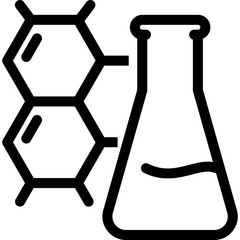 Chemical Structure Molecule and Flask Icon Outline Transparent Background Science Education Chemistry Concept