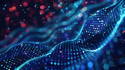 Abstract digital wave with glowing dots