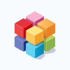 3D Colorful Cube Composition