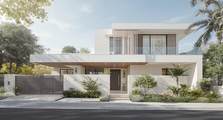 Modern Luxury Home Exterior with Landscaping