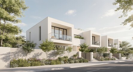 Modern White Architecture with Landscaping