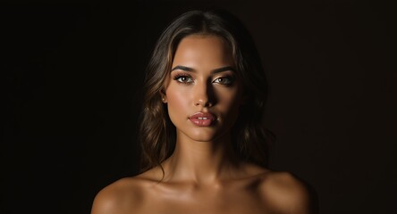 Portrait of a Beautiful Person, Glamour Shot with Stunning Eyes and Lip Gloss, Beauty Concept