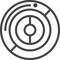 Circular Maze Icon with Path and Dot in Minimalist Outline Style Representing a Business Challenge or Solution on a Transparent Background