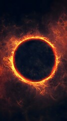 Fototapeta premium Glowing Dark Ring with Burning Flames Set Against Grainy Background