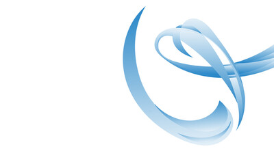 Obraz premium Blue Ribbon Swoosh Abstract Background — Flowing blue ribbon curves on white with generous copy space; clean, modern, and corporate-friendly.