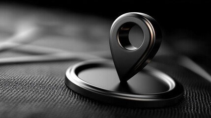 A minimalist black map pin icon symbolizing location navigation and direction representing clarity simplicity and modern wayfinding design for digital maps interfaces and location based concepts