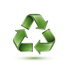 Obraz premium Green recycling symbol on white background.