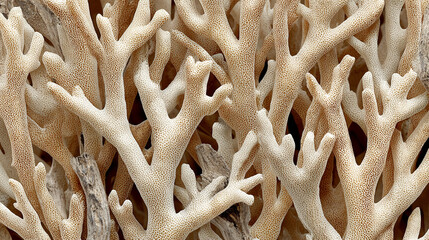 Seamless texture of dried beige corals in soft mocha tones, creating a natural, organic, and elegant pattern perfect for backgrounds, design, and decorative surfaces.