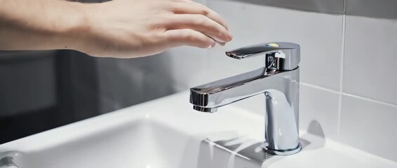 A direct and impactful video of a hand turning off a tap to stop a drip. A clear message about water conservation, responsibility, and preventing waste in daily life.