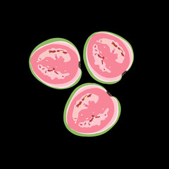 illustration of delicious and sweet red guava fruit