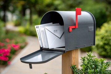 Receiving mail with letters in open mailbox
