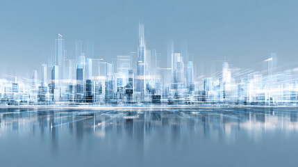Obraz premium Futuristic Smart City Skyline with Digital Connections