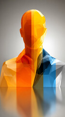 3D user profile icon in white, gold, and silver with vibrant gradient and glossy glass effect, symbolizing digital identity, personalization, transparency, and individuality in tech.