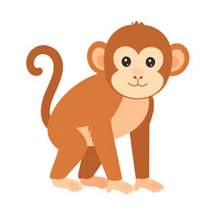 Obraz premium Cute Cartoon Monkey Sitting Against Black