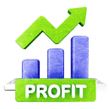 3d trading increase profit halftone style