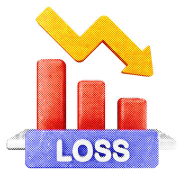 3d trading loss profit halftone style