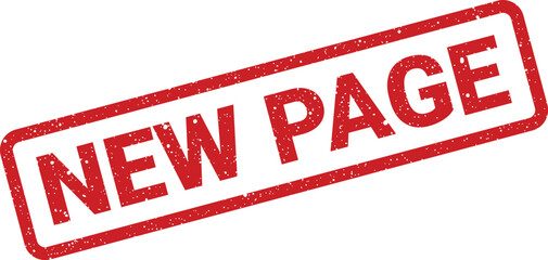 Red rectangular grunge style stamp with NEW PAGE text, useful for website updates and content additions