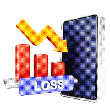 3d trading decrease profit halftone style