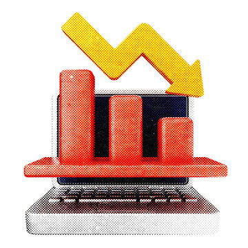 3d trading decrease profit halftone style