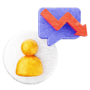 3d trading decrease profit halftone style