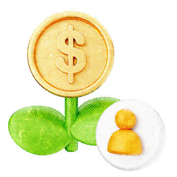 3d trading grow profit halftone style