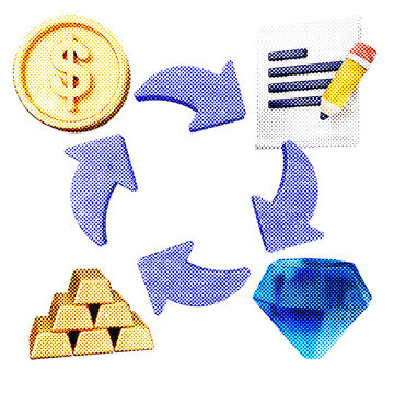3d trading exchange halftone style
