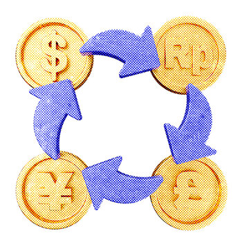 3d trading exchange halftone style