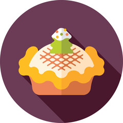 Festive Christmas Pie With Green Frosting Tree Topping And Snowflake Design On Translucent Background