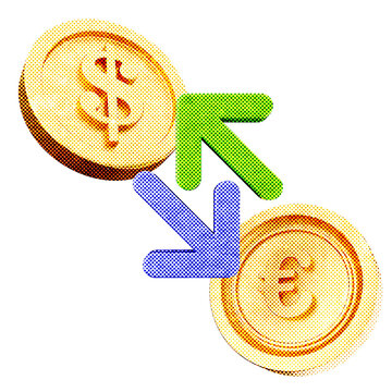 3d trading exchange dollar euro halftone style