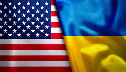 アメリカの国旗とウクライナの国旗(USA Flag &Ukraine flag.)
