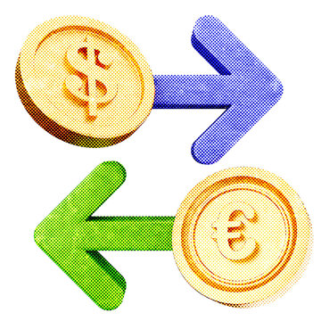 3d trading exchange dollar euro halftone style