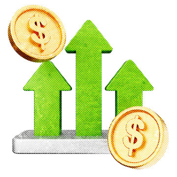 3d trading increase profit halftone style