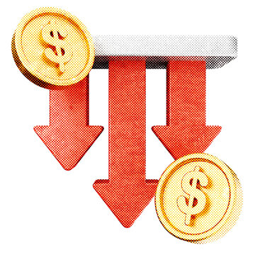 3d trading decrease profit halftone style