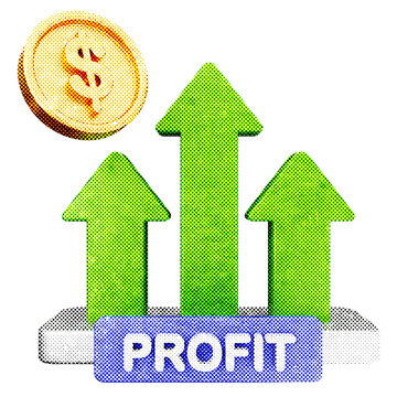 3d trading increase profit halftone style