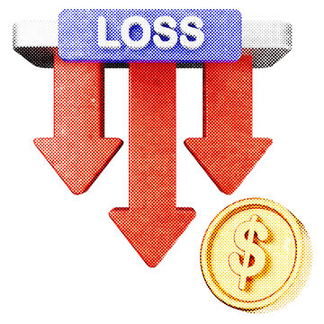 3d trading decrease profit halftone style