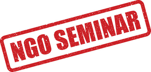 Red textured rubber stamp illustration signifying an NGO SEMINAR event for educational or organizational gatherings