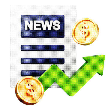 3d trading newsletter halftone style