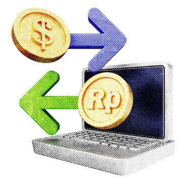 3d trading exchange halftone style
