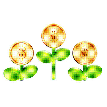 3d trading grow profit halftone style