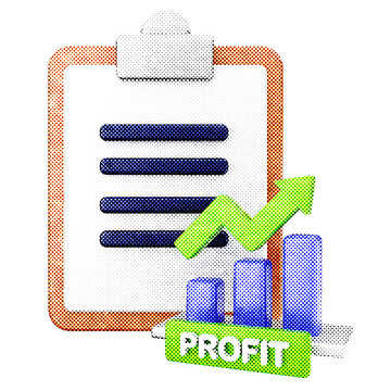 3d trading report profit halftone style