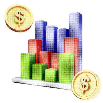 3d trading chart analytic halftone style