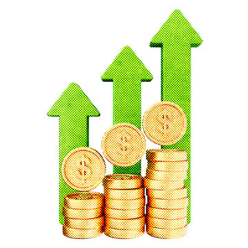 3d trading increase profit halftone style