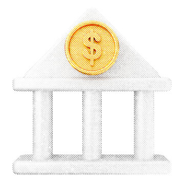 3d trading bank halftone style