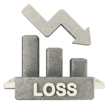 3d trading loss profit halftone style
