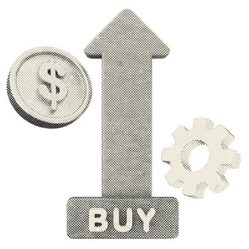 3d trading buy setting halftone style