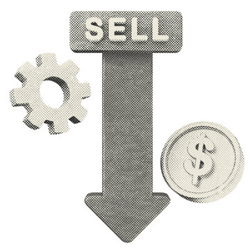 3d trading sell setting halftone style